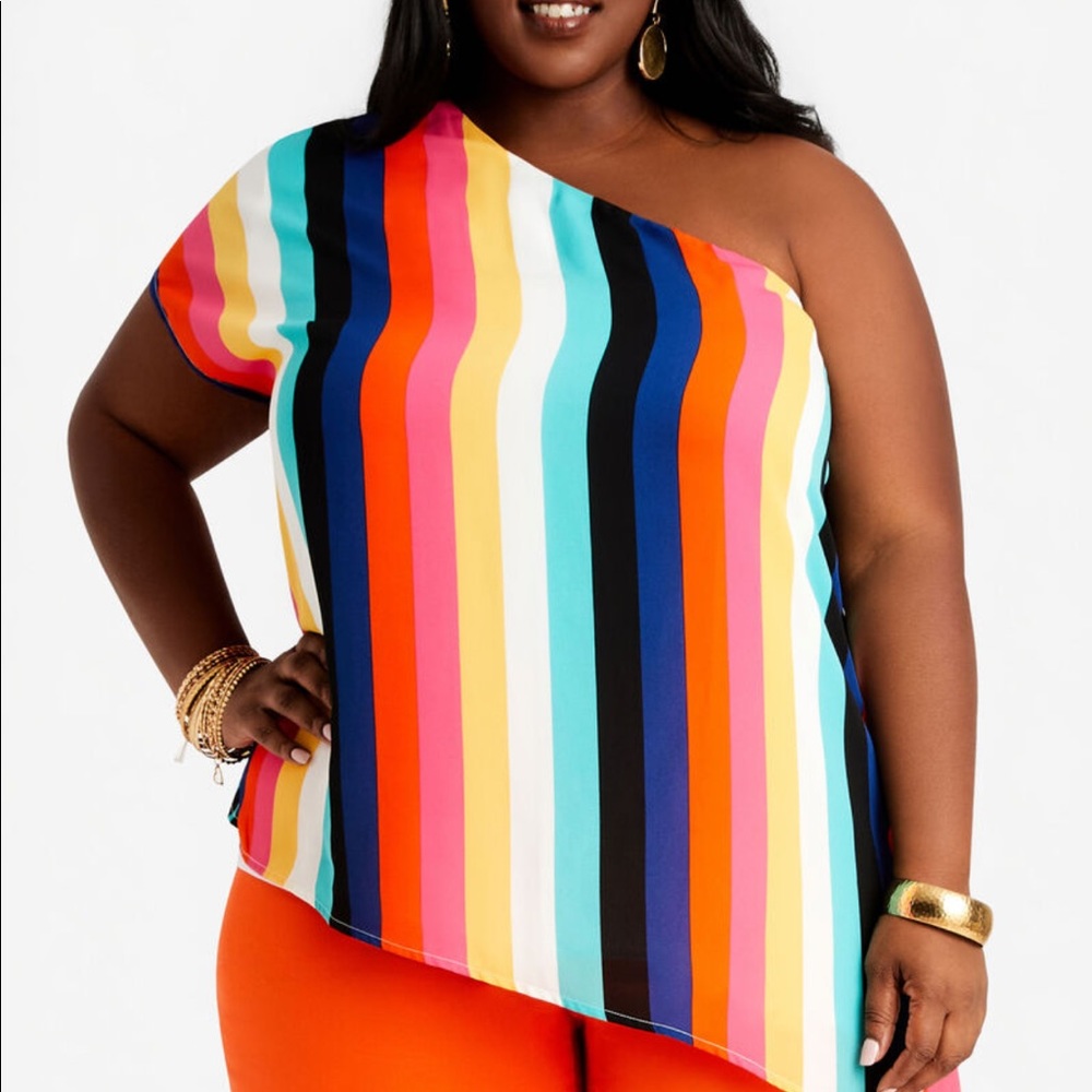 Women’s plus sized (22/24) one shoulder striped shirt